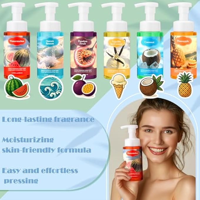 Swiffen 6 PACK SUMMER FOAMING HAND SOAP WITH PUMP CARE MOISTURIZING LIQUID SCENTED GENTLE FOAM HAND WASH EMPLOYEE THANK YOU GIFT BULK FOR KITCHEN BATHROOM FAMILY TEACHER STAFF DOCTOR 8.75 FL. OZ - Image 3